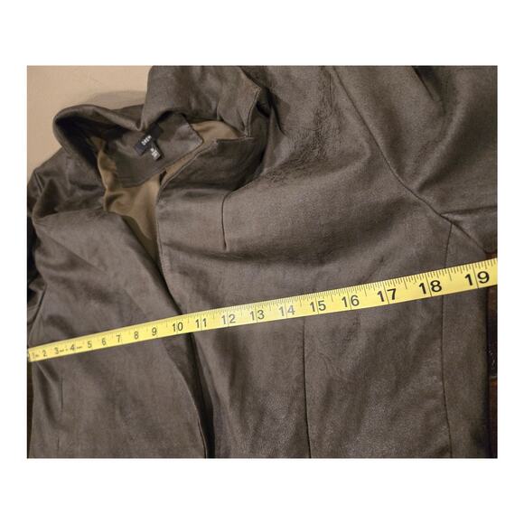 Drew Anthropologie Dark Green Micro Fiber Scrunch Sleeve Button Blazer Medium - Picture 6 of 9